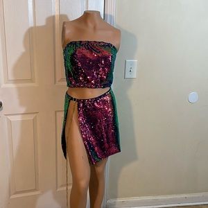 Sequin Two-piece skirt set